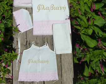 Baptism/Christening Undergarments Set for Girls with Guipure Lace