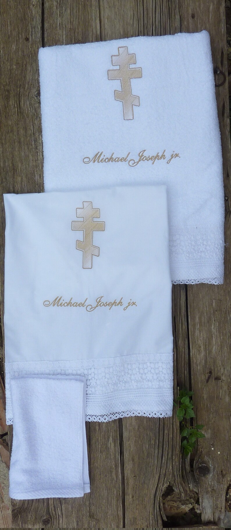 Baptism/christening Towels and Oil Sheet Embroidered With Etsy Australia