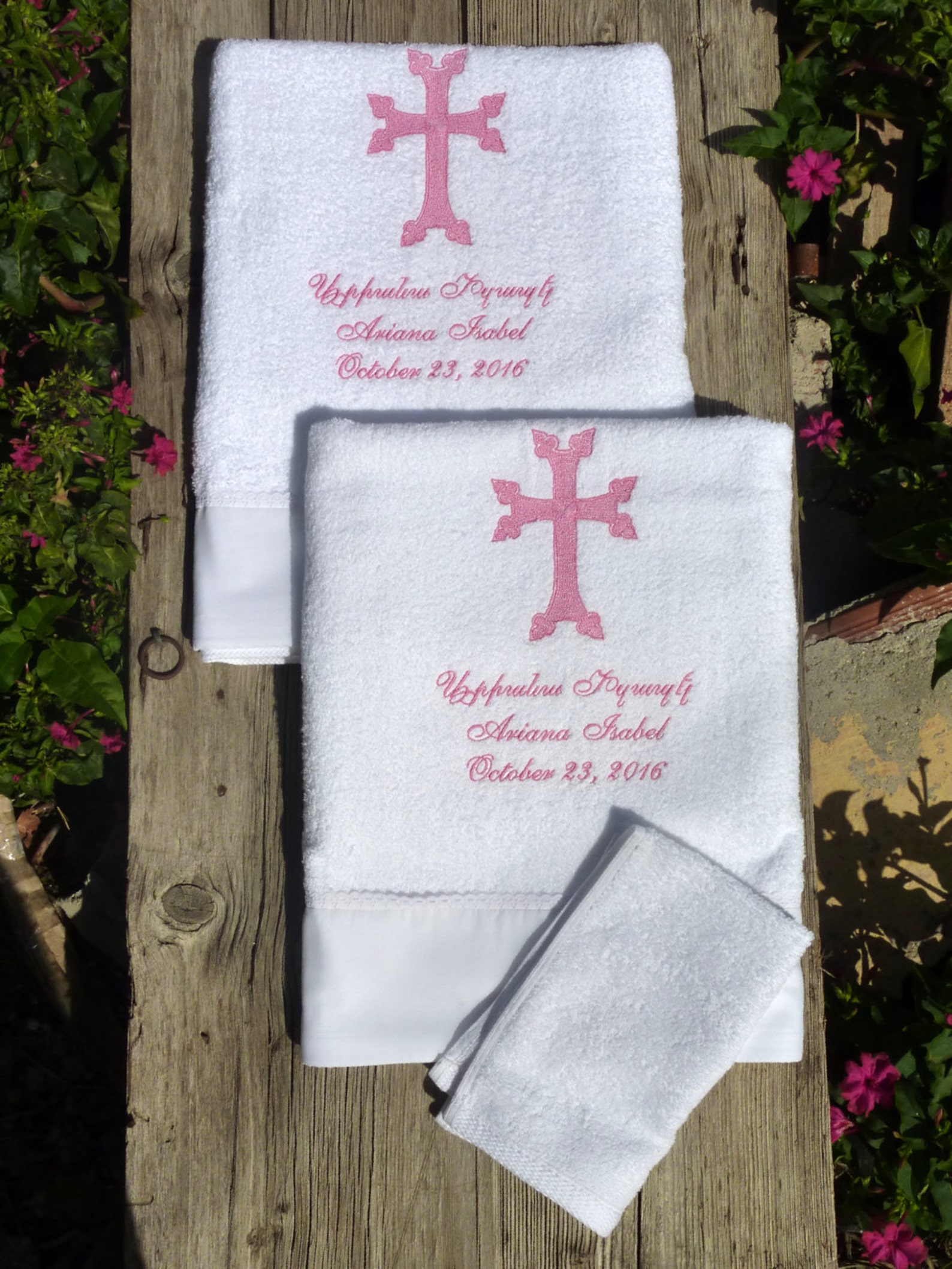 Baptism/christening Towels Personalized With Name and Armenian Etsy