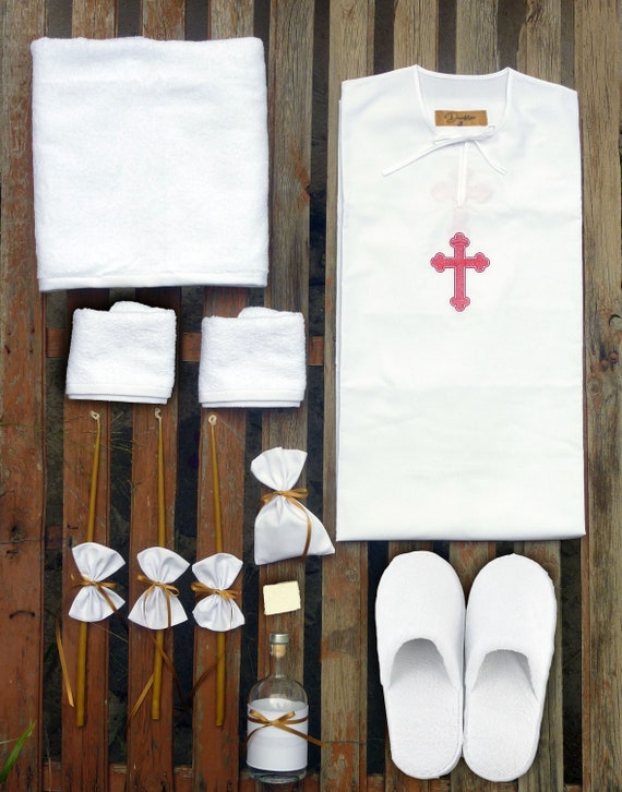Baptism christening Robe Complete Set for Adults With Orthodox