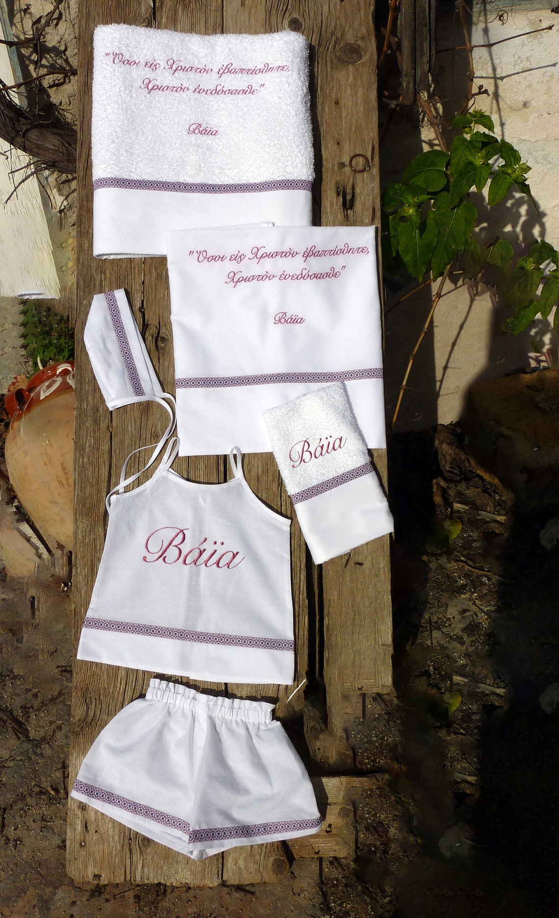 Baptism/christening Undergarments Set for Girls With Flowers Etsy