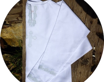 Baptism/Christening Robe for Adults Personalized with Monogram and Cross Embroidery