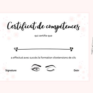 Certificaat wimperextensions, Certificaat wimperextensions, Pdf-formaat in het Frans
