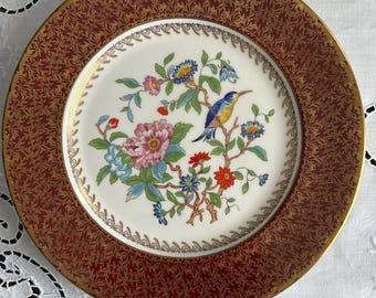 Vintage Aynsley Pembroke Service Plate 10-1/2" Chinoiserie Bird & Flowers