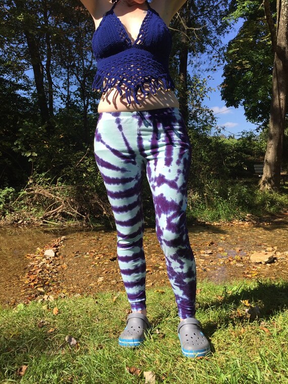 Large Tie Dye Leggings Large Yoga Pants Ice Dyed Leggings | Etsy