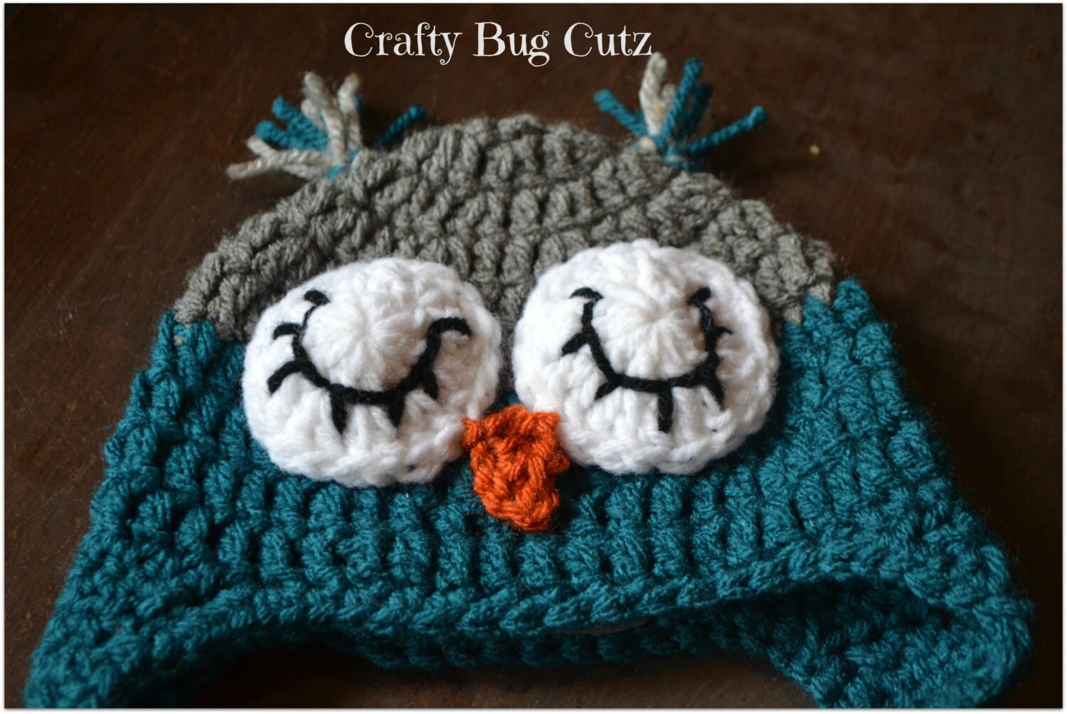 Crochet owl hat Sleepy owl