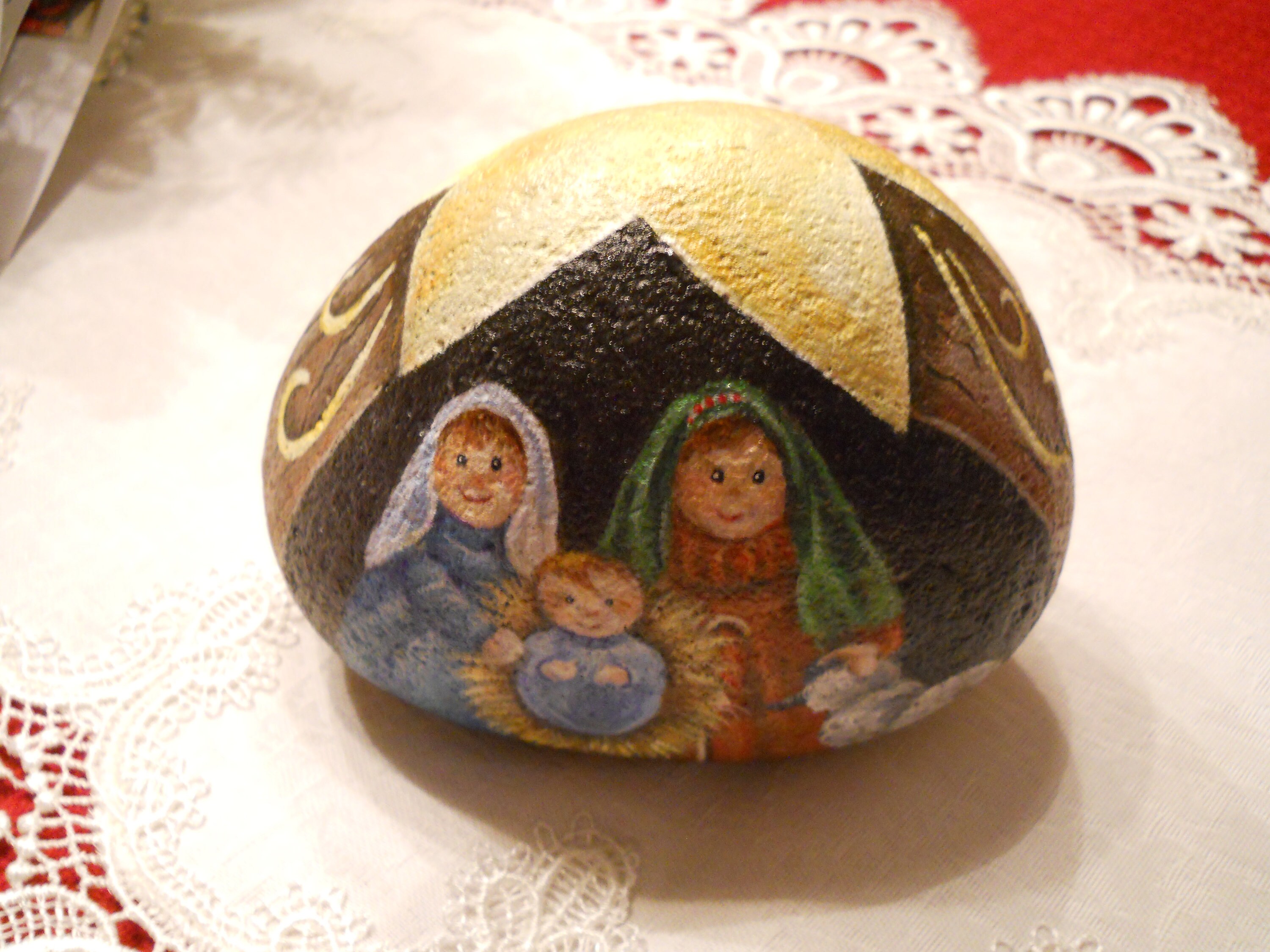 Nativity Christmas Hand Painted Rock Manger Scene Painting Etsy