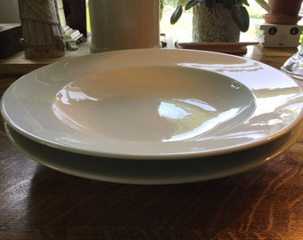 Pillivuyt French Porcelain Pasta Bowls Set of Two Culinaire White Pattern EC