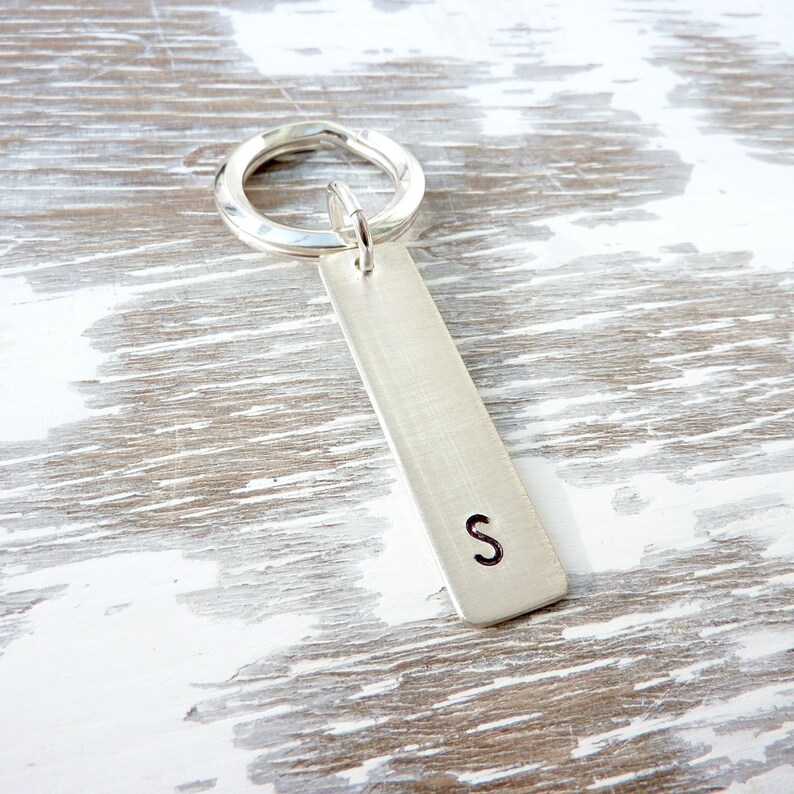 Sterling Silver Initial Keyring Personalised Keyring Etsy