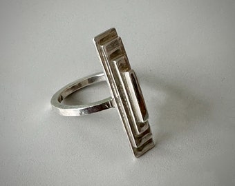 Sterling silver ring for teenager, silver anniversary gift for woman, silver statement ring