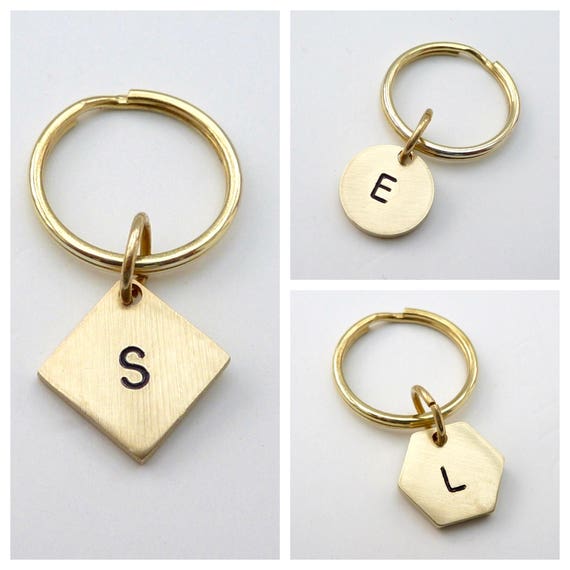 Gold initial keyring Gold keychain Initial keyring Initial Etsy