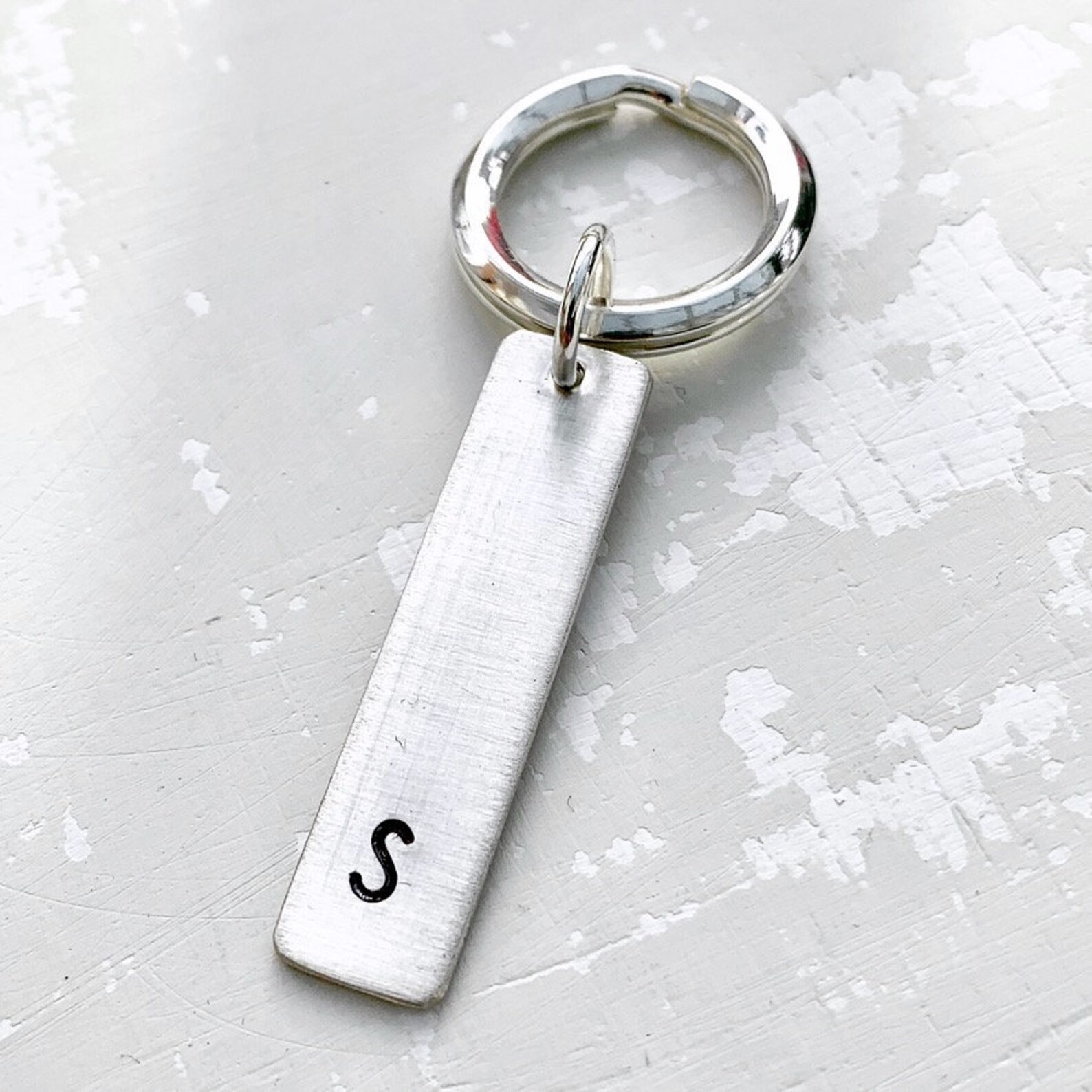 Sterling silver initial keyring Personalised keyring Etsy