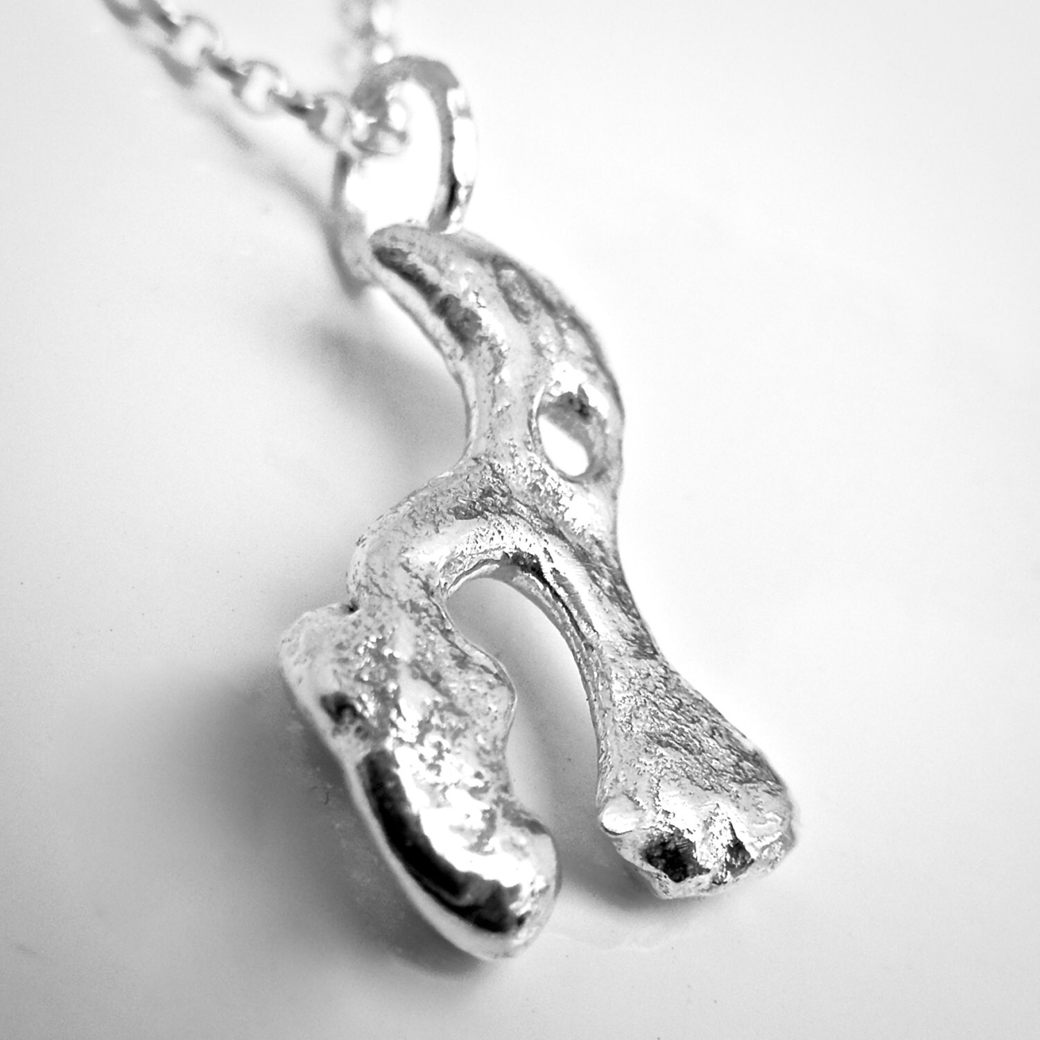Sterling silver unusual necklace. Funky silver necklace. Etsy