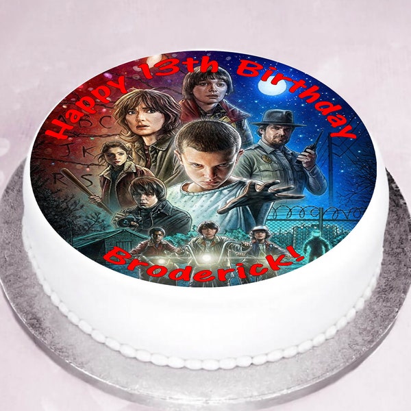 Stranger Things Party Cake Topper Edible Personalised 8" Round Birthday Cake Topper Decoration