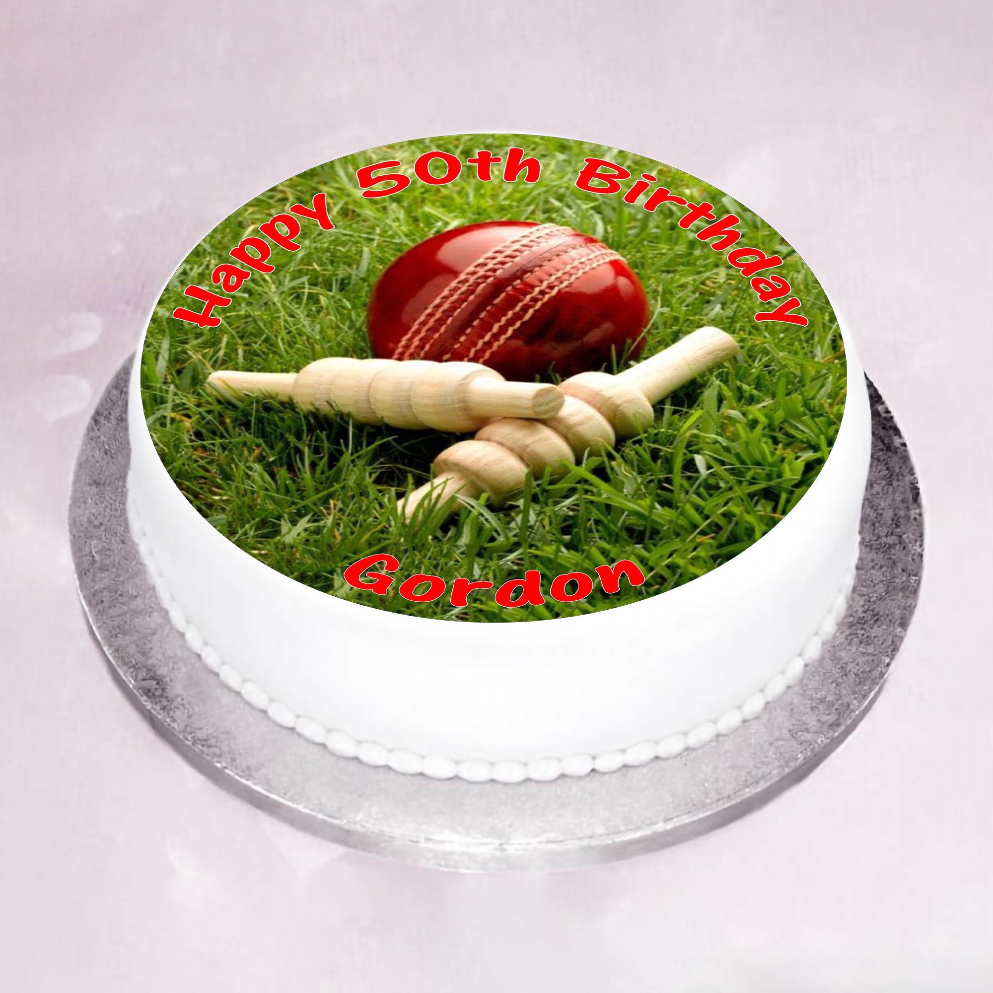 Cricket PERSONALISED EDIBLE 7.5" Diameter Icing Cake Wrapper Toppers Round