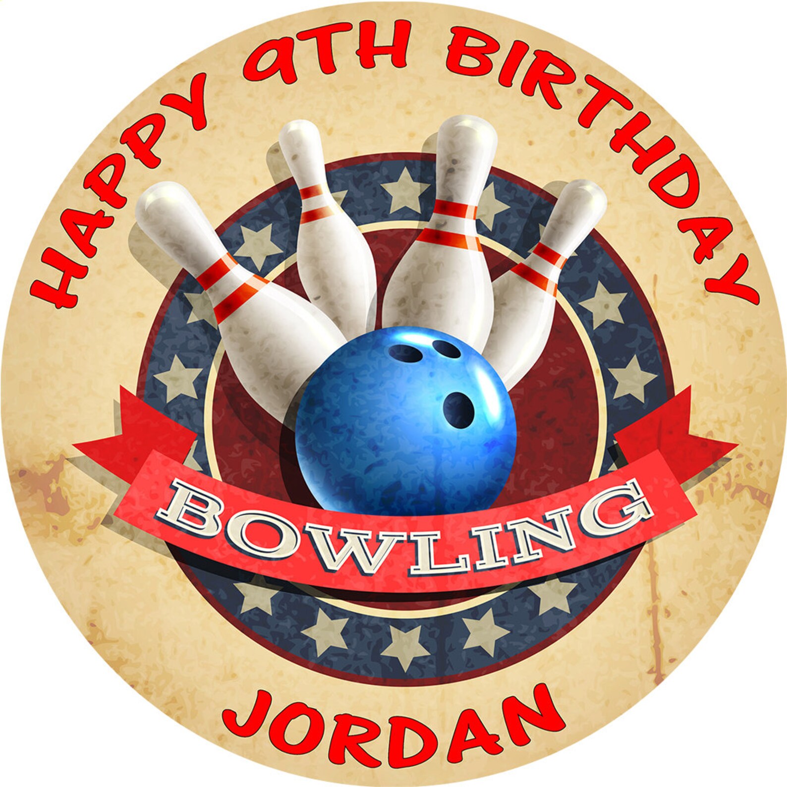 Ten Pin Bowling Cake Topper Edible Personalised Round Birthday - Etsy