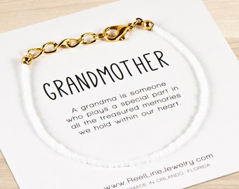 Gift for grandmother from granddaughter, beaded friendship bracelet gift for grandma, minimalist grandmother jewelry gift from daughter