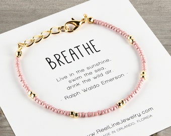 Christmas gifts for teens, BREATHE Boho Friendship Bracelet. holiday stocking stuffer for teen girl, Christmas gift ideas for teens