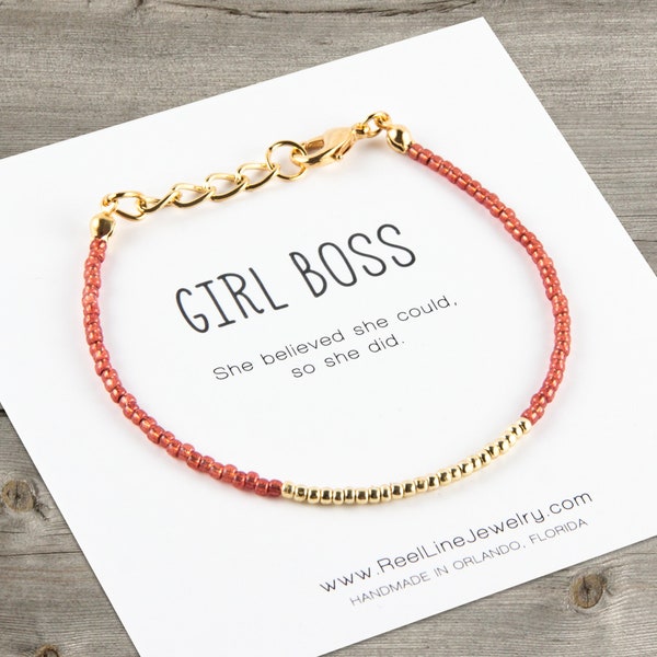 GIRL BOSS Minimalist Inspirational Bracelet. boss babe gift, female entrepreneur gift, female boss lady gift, women support women gifts