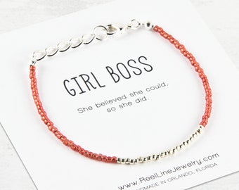 GIRL BOSS Gift, Minimalist Friendship Bracelet. boss babe gift, bosses day, female entrepreneur gift, female boss, boss lady gift