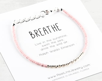 Minimalist BREATHE Bracelet. beaded bracelet, modern friendship bracelet, best friends bracelets, friend gift, birthday gifts