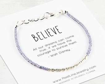 Gift for teens birthday, Minimalist BELIEVE Bracelet friendship gift. Gift for her birthday, birthday bracelet, birthday jewelry for teens