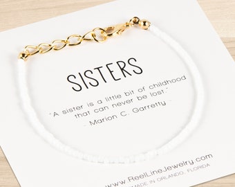 Simple dainty sisters handmade beaded friendship bracelet, sister gift, minimalist bracelet gift for sister, sisters minimalist jewelry gift