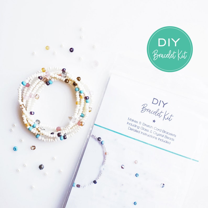 DIY Bracelet Craft Kit Makes 5 Stretch Cord Bracelets. DIY image 0