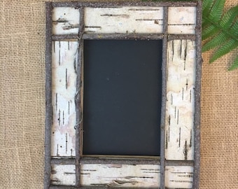 Rustic 5x7 farmhouse decor frame, handcrafted real Birch bark wooden frame, cabin decor wall frame, memory keeping, gift giving