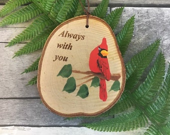 Cardinal painting wooden rustic Christmas tree Ornament/personalize bird ornament/Christmas ornament/rustic cardinal ornament/woodland