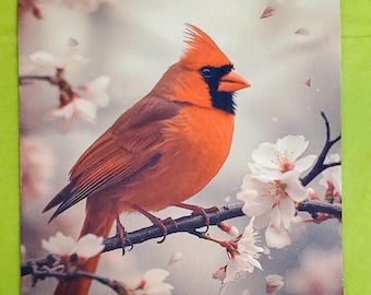 Cardinal on Cherry Blossom Branch Sideways - Mouse Pad/Trivet/Surface Protector