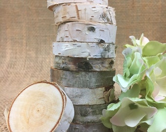 1.5-2"/10 Birch wedding decor/wood slices/Rustic wedding/Birch tree discs/birch tree slices/wooden discs/birch craft decor