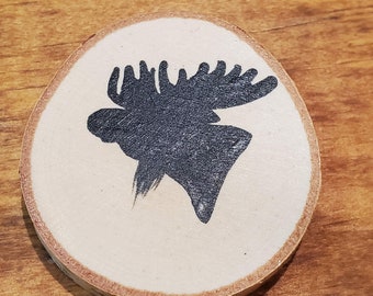 wooden Moose Magnet hand painted for Home or Office