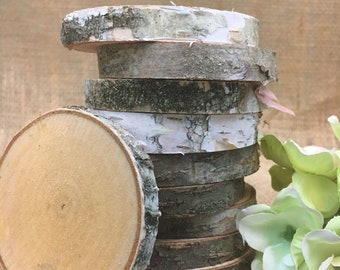 3.5-4"/10 Birch tree discs/birch tree slices/wood slices/wooden discs/unpainted birch slices/birch wedding decor/birch craft decor