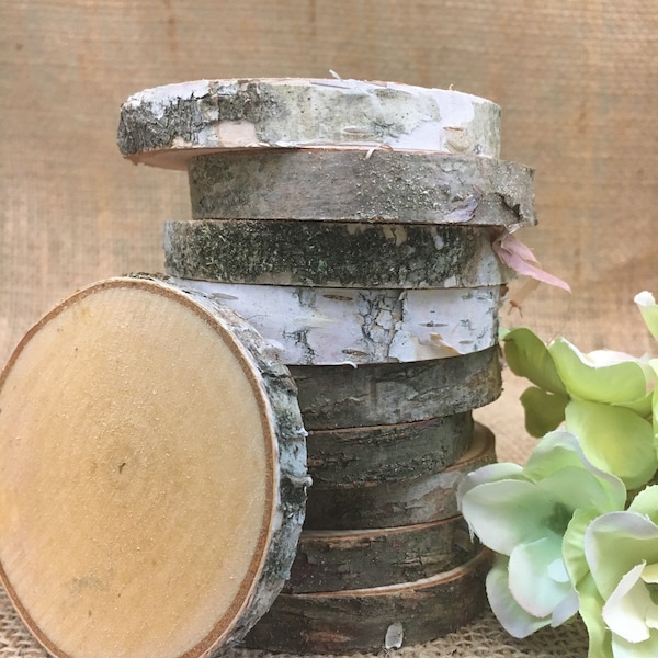 3.5-4"/10 Birch tree discs/birch tree slices/wood slices/wooden discs/unpainted birch slices/birch wedding decor/birch craft decor