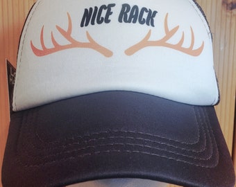 Trucker Hat  "NICE RACK", with antlers, adjustable