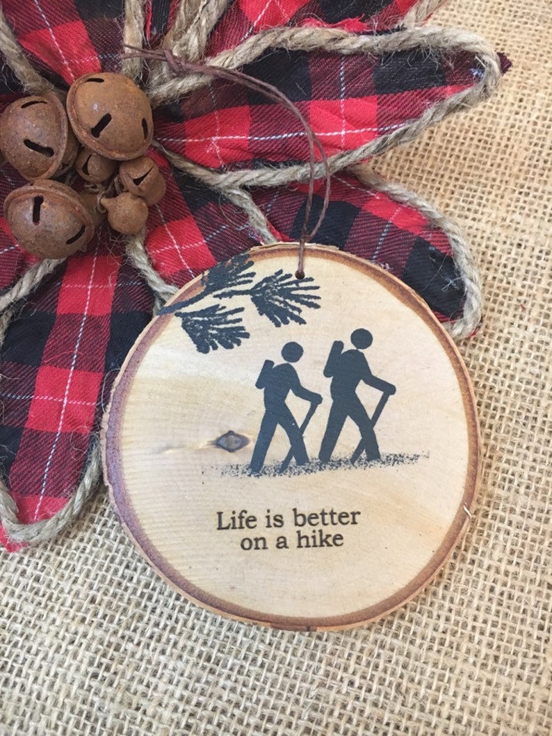 Hiking lover gift/state hiker ornament/pair of hikers rustic Etsy