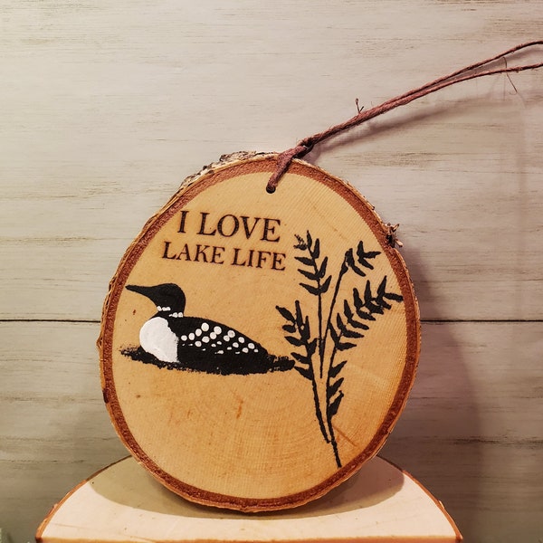 Handpainted loon ornament/bird ornament/Lake Life ornament/Christmas ornament/cabin lake decor/hand painted loon decor/ rustic