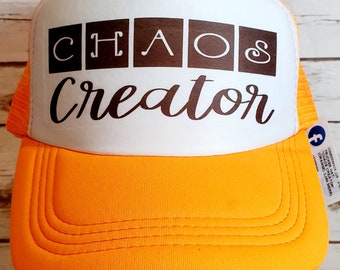 Trucker Hat  "CHAOS CREATOR" (ORANGE) ,  adjustable