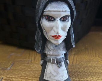 Evil nun figurine, paint painted