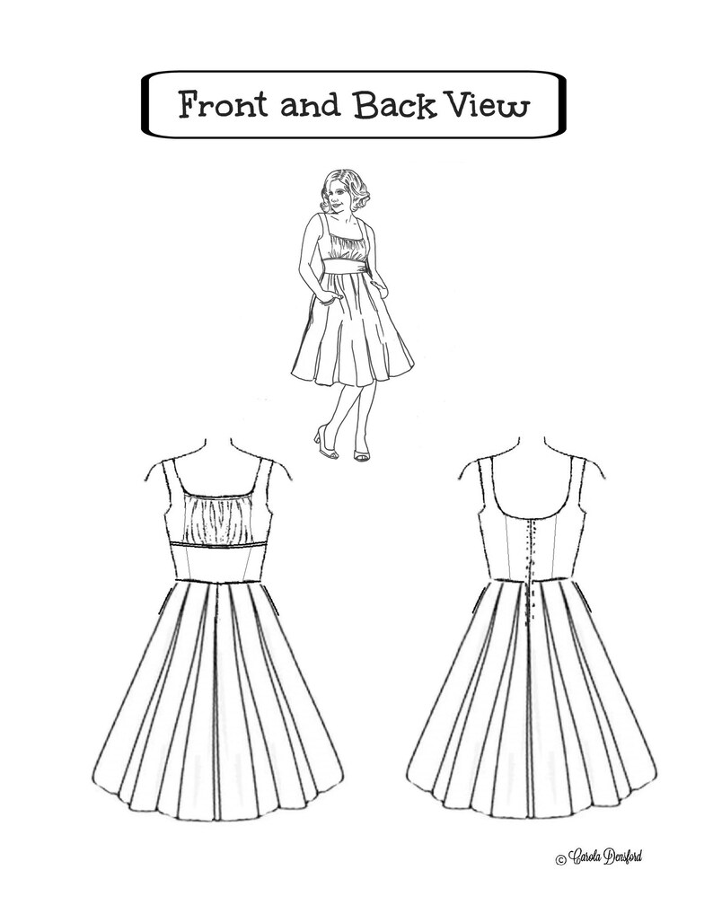 Norma Dress, Size US 8, PDF Sewing Pattern, Instant Download. Summer Dress, Midriff and Gathered