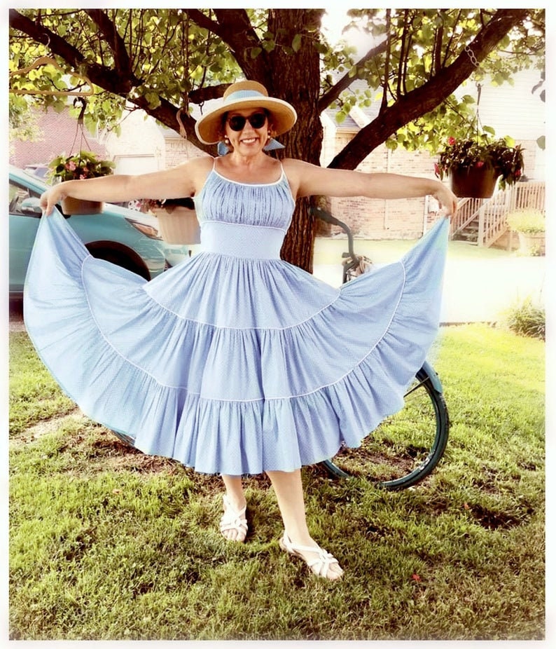 Size US 6 PDF Sewing Pattern, Marilyn. Blue Summer Dress , 1950s, B34 W26 / B 85 cm W 65 cm image 5