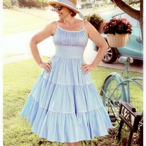 Size US 6 PDF Sewing Pattern, Marilyn. Blue Summer Dress , 1950s, B34 W26 / B 85 cm W 65 cm image 4