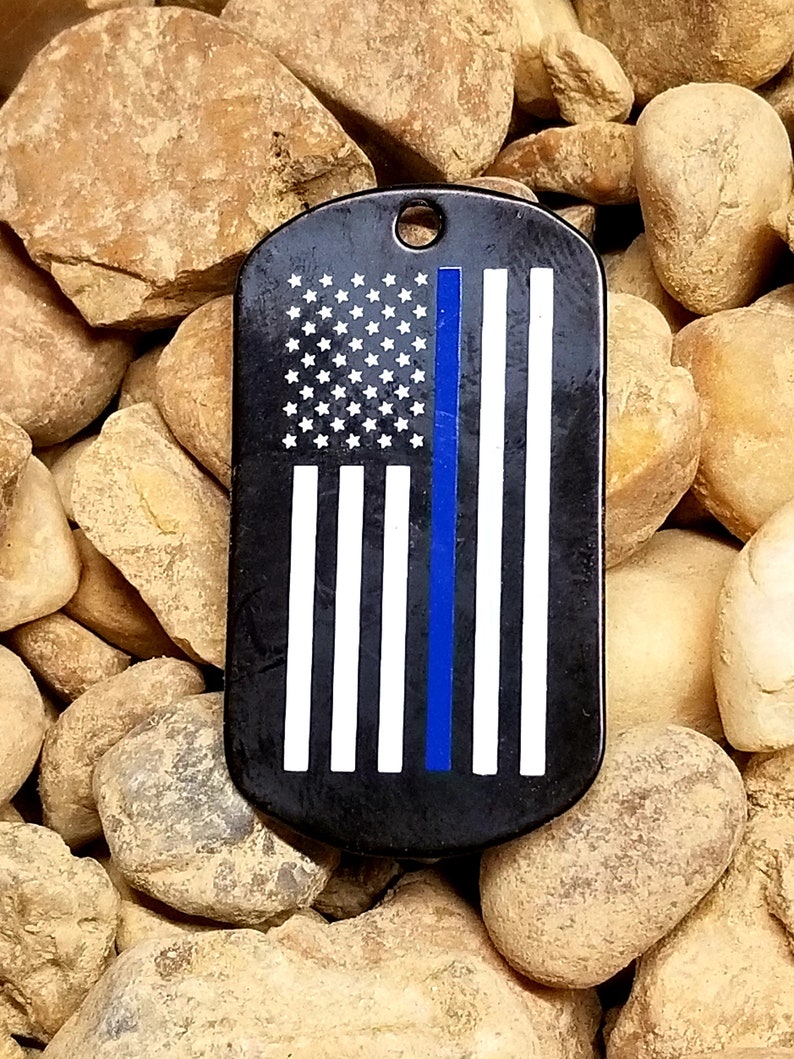Black Personalized Stainless Steel with chain Gift. Dog Tag Fueled in Fire logo Firefighter