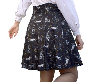 Forest Station, Mini Circle Skirt, Cotton Canvas, Stardust, MadamaLour and Tytonidae patterns