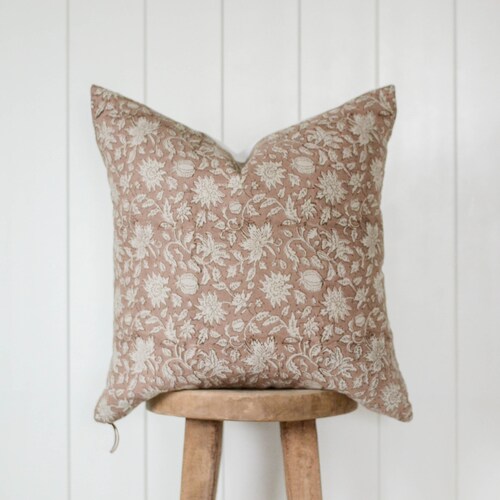 Rust Handblock Floral Pillow Cover Terracotta Floral Throw Etsy