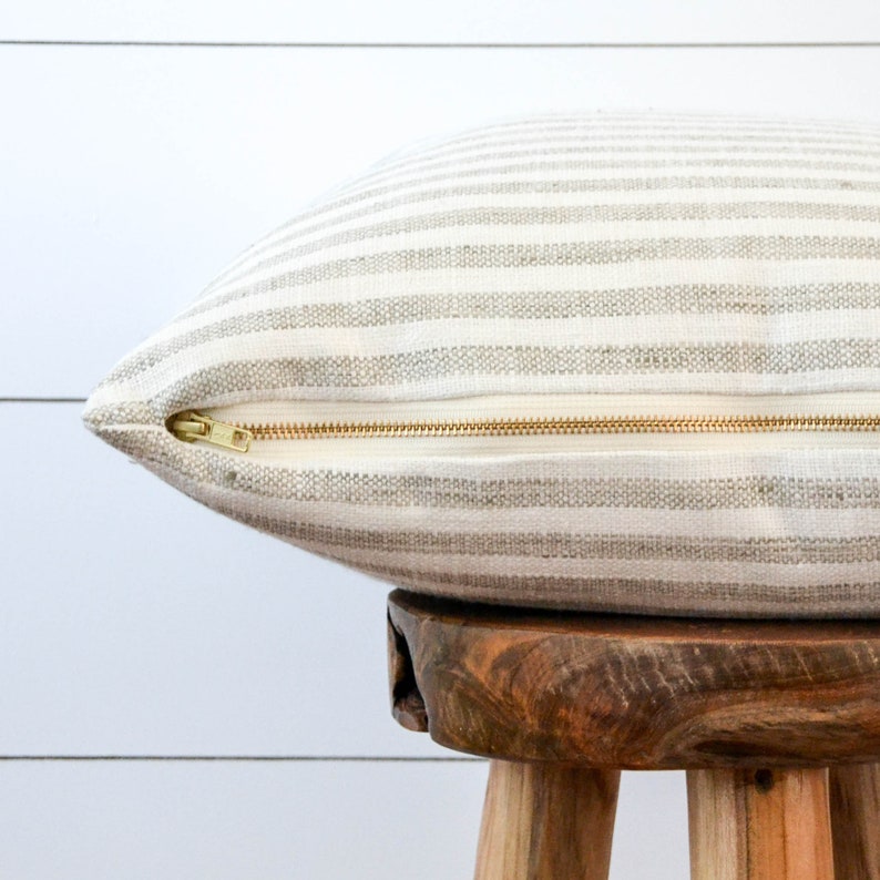 Gray Stripe Pillow Woven Gray Stripe Decorative Pillow Grey Etsy