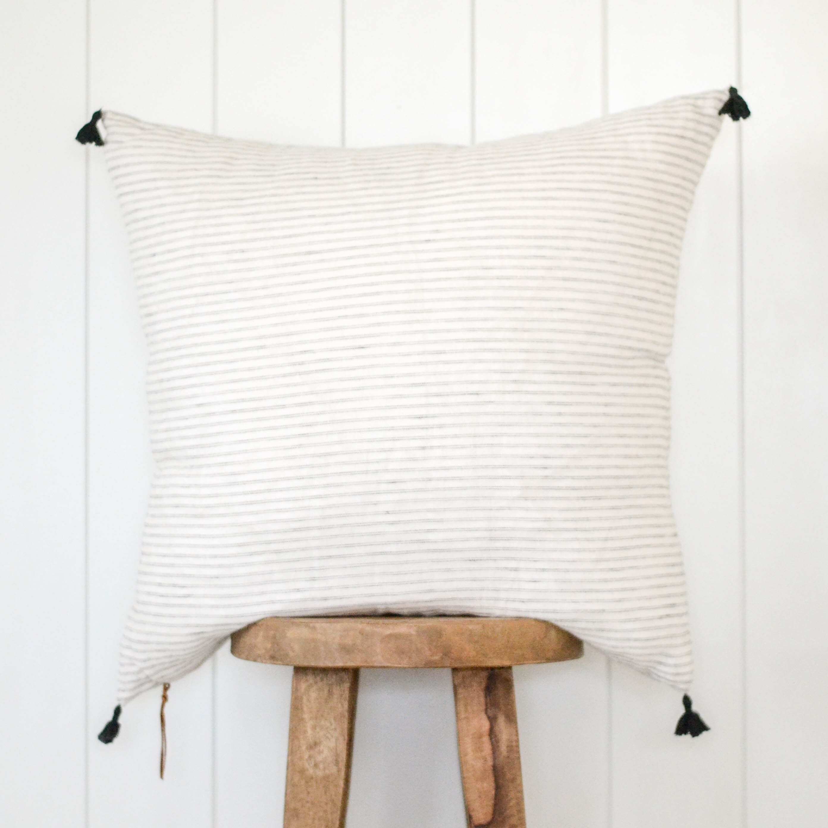 Black and White Tassel Pillow Black and White Stripe Etsy
