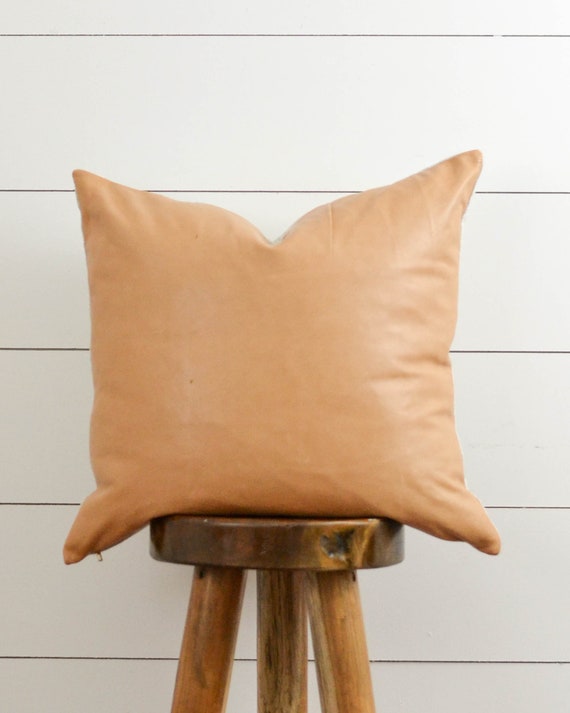 camel leather pillow