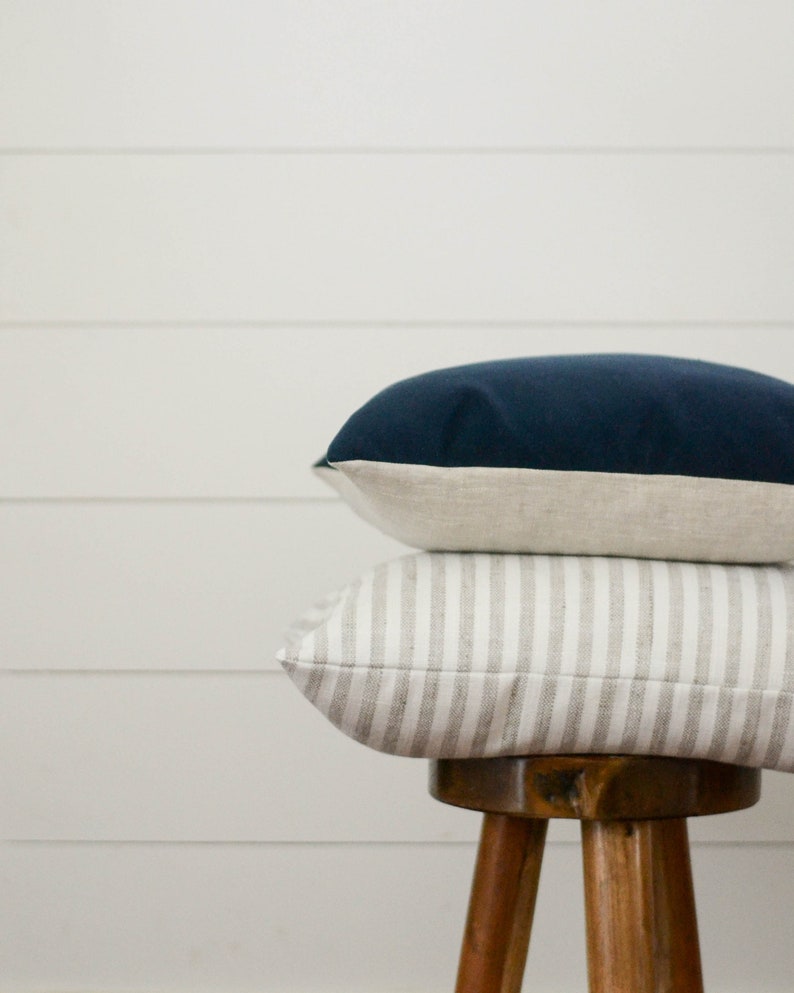 Gray Stripe Pillow Woven Gray Stripe Decorative Pillow Grey Etsy